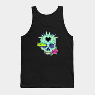 Green Skull Clay Ilustration Tank Top